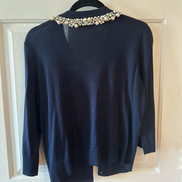 Kate Spade blue cardigan with pearl neckline and pearl buttons - Picture 4 of 4